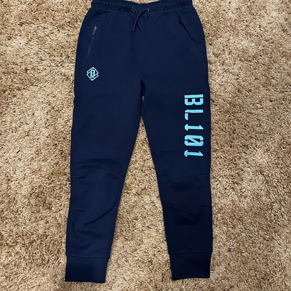 Boys Baseball Lifestyle Navy Joggers with Light Blue Accents Size Large NEW